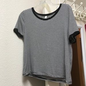 Black and white striped flowy shirt